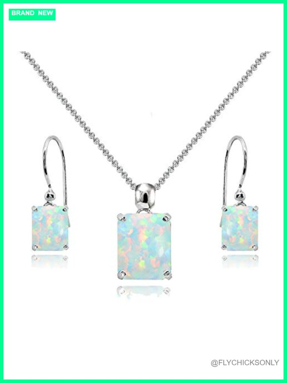 Sterling Silver Octagon-Cut Solitaire Drop Earrings Necklace Jewelry Set